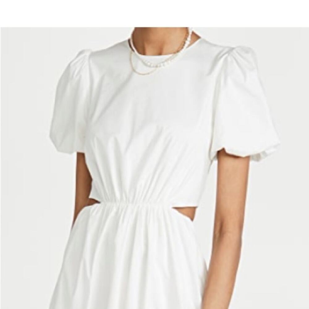 Wayf Mini Dress White Round Neck Short Sleeve Side Cut-Out Stretch Size XL